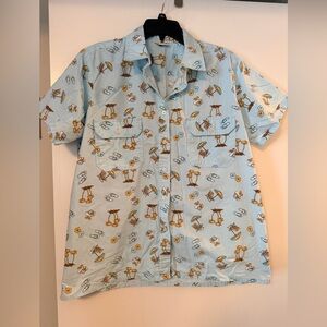 Men’s Boca Bay summer themed short sleeve button up shirt, men’s 2XL